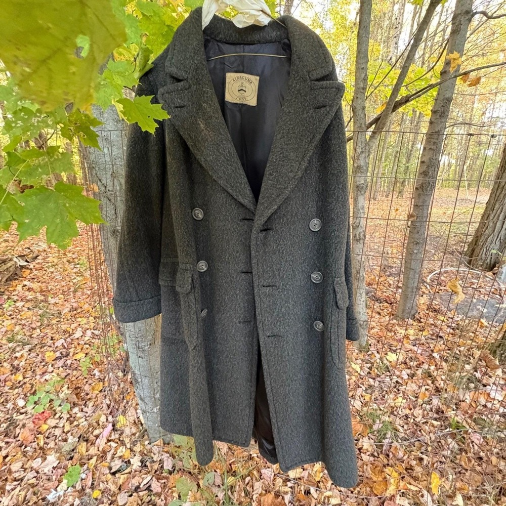 Vintage Gray Double Breasted Long Coat‎ Union Made USA Womens M